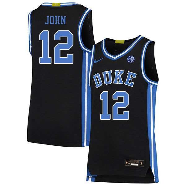 Duke Blue Devils #12 Theo John College Basketball Jerseys Sale-Black